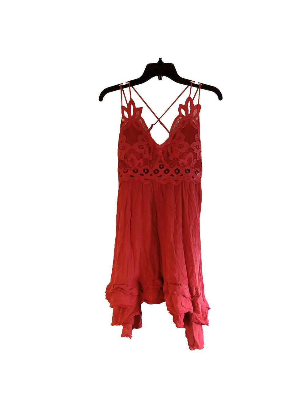 Rue21 Dollcore Y2K Tunic Cami Top Lace Womens L Coral Mini Baby Doll Dress